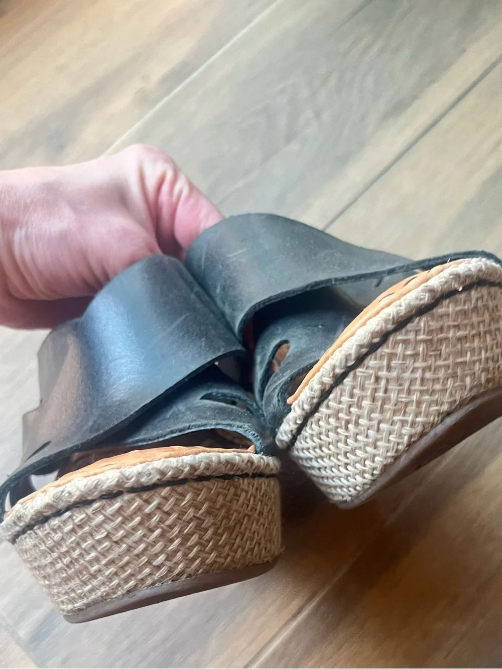 Born black heel wedges Size 9